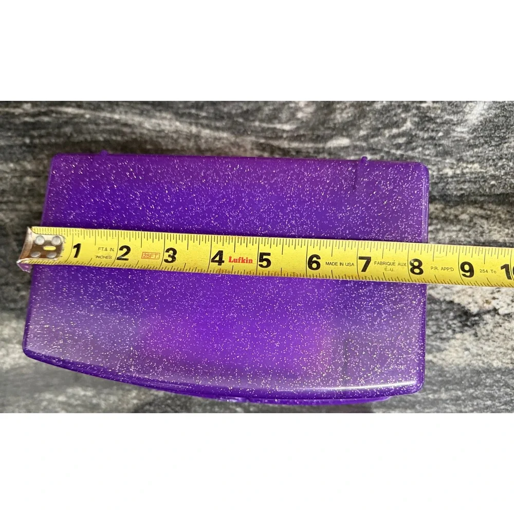 Caboodles Vintage Purple Glitter Makeup Organizer Case with Mirror and Tray